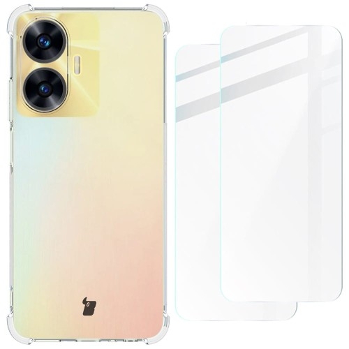 Image of Etui + 2x szkło Bizon Case Clear Pack do Realme C55, przezroczyste