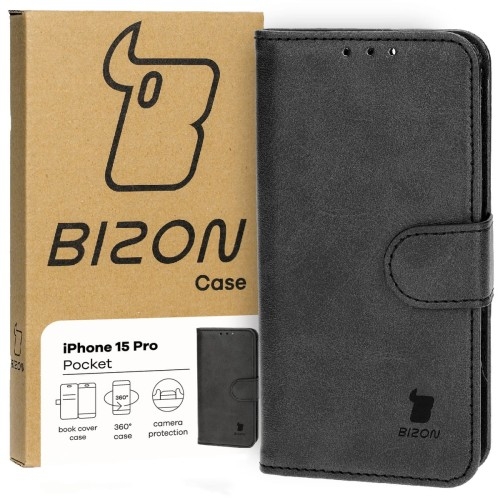 Image of Etui Bizon Case Pocket do Apple iPhone 15 Pro, czarne