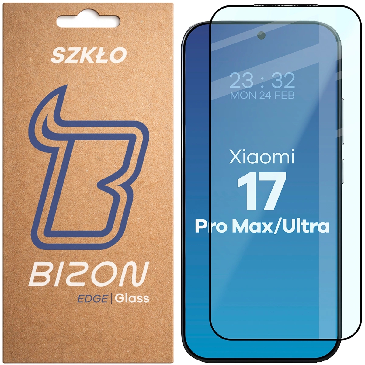 Szkło hartowane Bizon Glass Edge do Xiaomi 17 Ultra / 17 Pro Max , czarna ramka