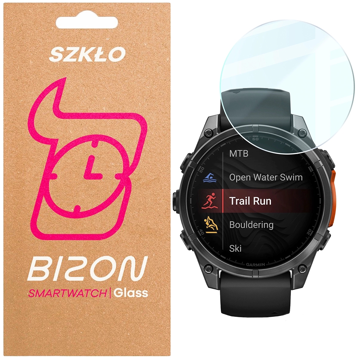 Image of Szkło hartowane na ekran Bizon Glass Watch Clear do Garmin Tactix 8 AMOLED 51 mm / SOLAR 51 mm