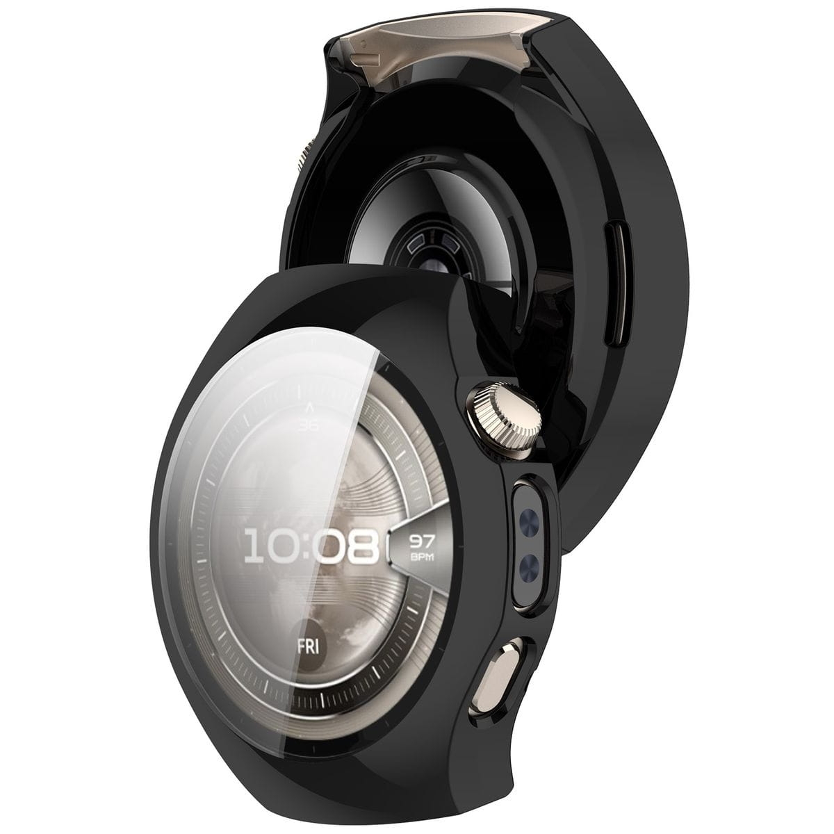 Image of Etui z osłoną ekranu Bizon Case Watch Felipe do Huawei Watch 5 46mm, czarne
