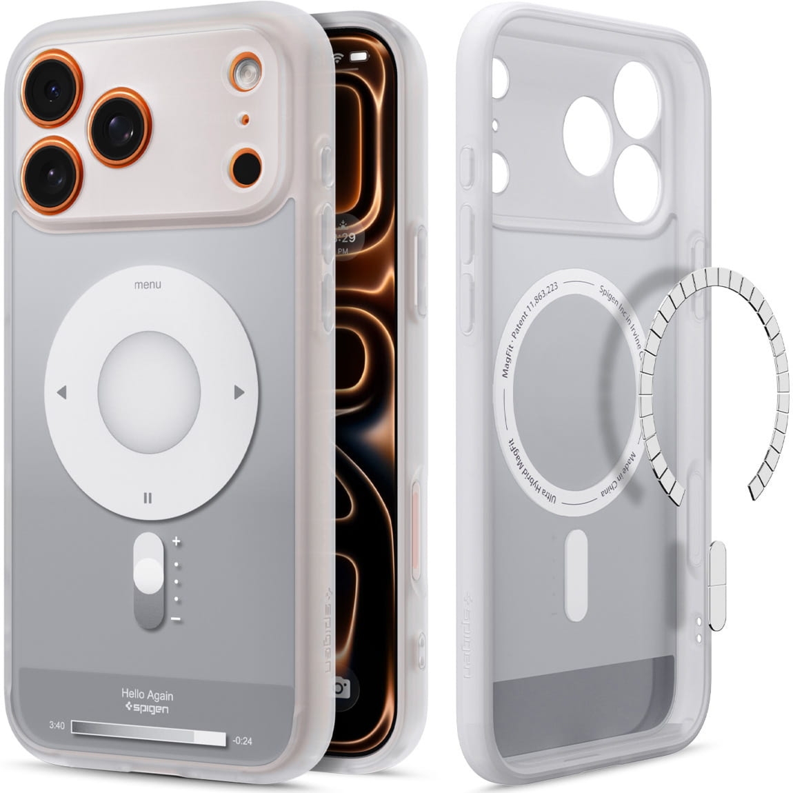 Etui Spigen Ultra Hybrid Mag do MagSafe do iPhone 17 Pro Max, szaro-białe (Classic)
