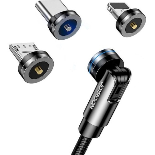 Image of Kabel magnetyczny Joyroom 3w1 USB-A do USB-C / Lightning / MicroUSB 2.4A, 1,2m, czarny
