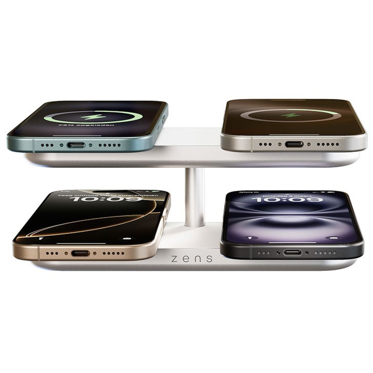 Ładowarka bezprzewodowa 4w1 Qi2 4x15W, ZENS Quattro Wireless Charger Pro 4 MagSafe, biała