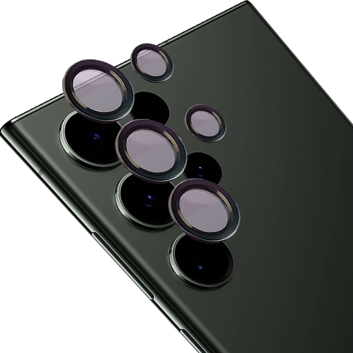 Szkło hartowane na aparat z aplikatorem Bizon Glass Snap Lens do Galaxy S23 Ultra, 1 zestaw, czarna ramka
