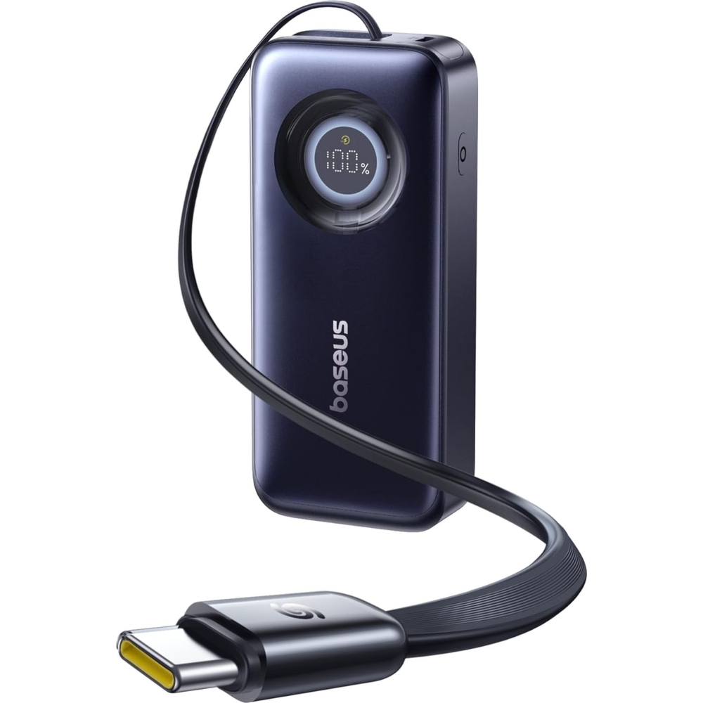 Powerbank Baseus EnerCore CR11, 20 000mAh, 67W, 1x USB-C + zwijany kabel, czarny