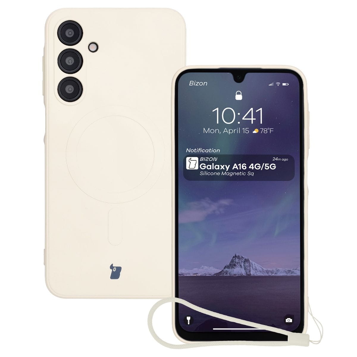 Image of Silikonowe etui z pierścieniem magnetycznym Bizon Case Silicone Magnetic Sq do Galaxy A16 4G / 5G, beżowe