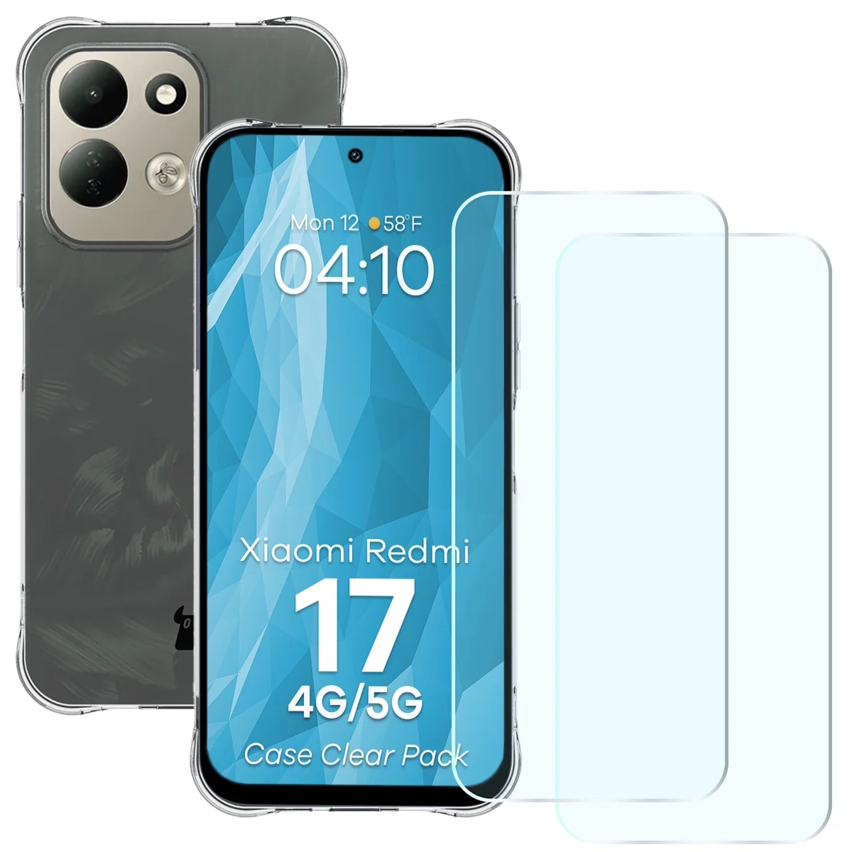 Elastyczne etui + 2x szkło hartowane Bizon Case Clear Pack do Xiaomi Redmi 17 4G/5G