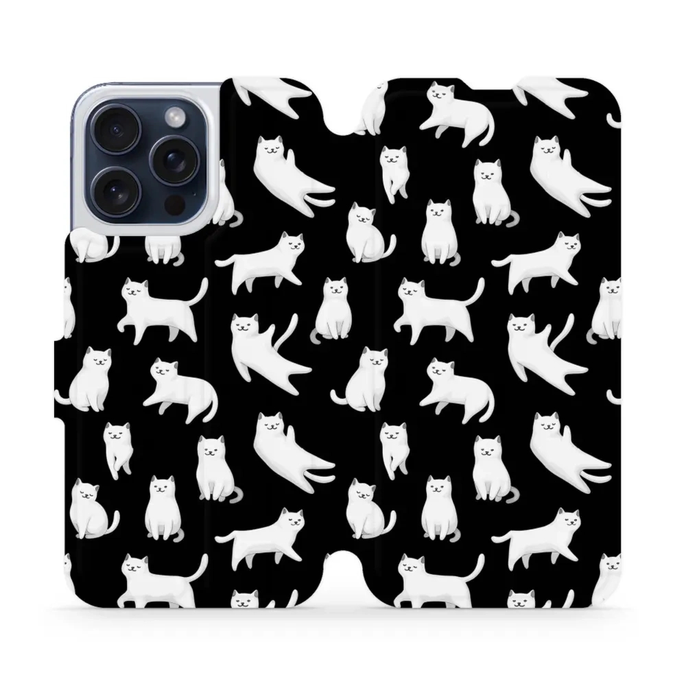 Etui z klapką do iPhone 15 Pro Max, Mobiwear Book, kotki luna