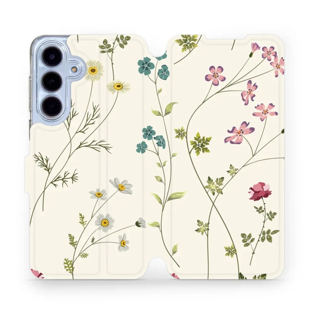 Etui z klapką do Galaxy S25 FE, Mobiwear Book, polne kwiaty