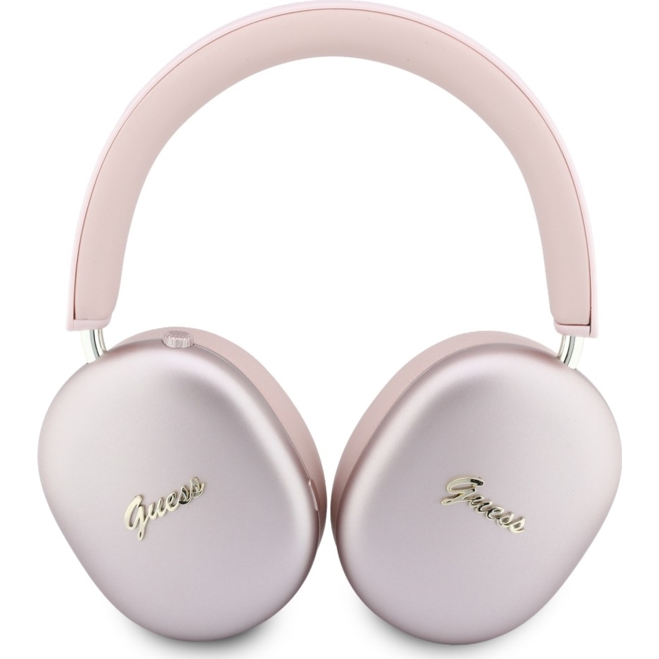 Bezprzewodowe słuchawki nauszne Guess BT Wireless Headphones ENC Metallic Effect Metal Script Logo Bluetooth 5.4, różowe