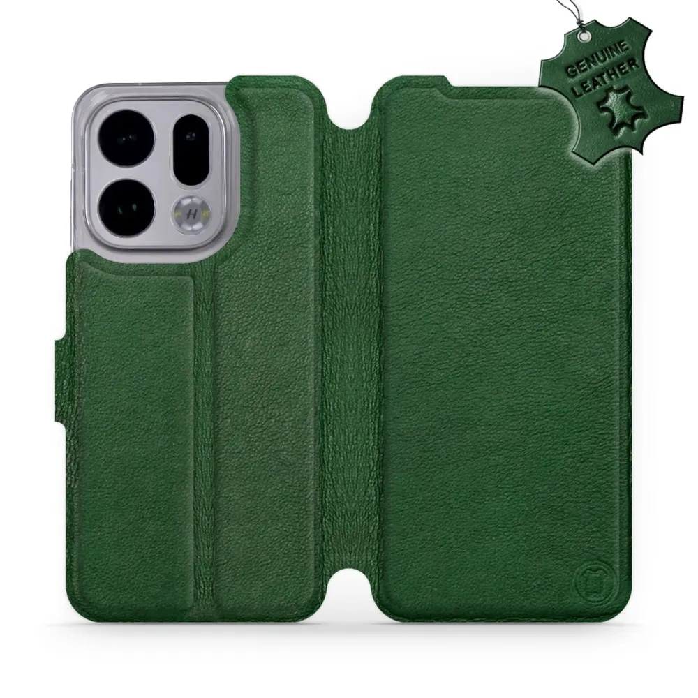 Etui z naturalnej skóry do Oppo Find X9, Mobiwear Leather, zielone