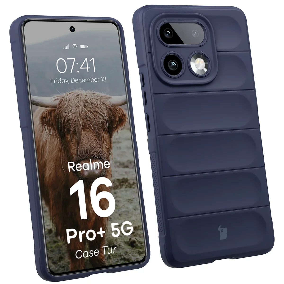 Pancerne etui Bizon Case Tur do Realme 16 Pro Plus 5G, granatowe