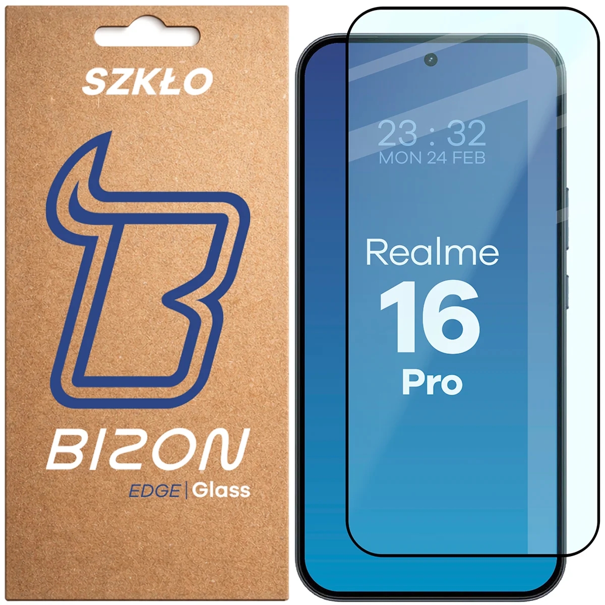 Szkło hartowane Bizon Glass Edge do Realme 16 Pro 5G, czarna ramka