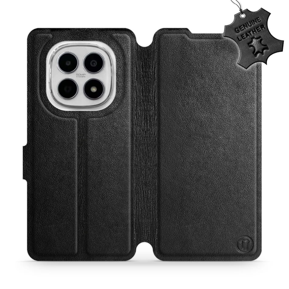 Etui z naturalnej skóry do Xiaomi POCO M8 5G, Mobiwear Leather, czarne