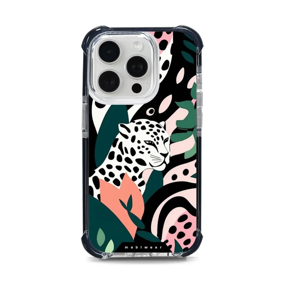 Etui ochronne do iPhone 15 Pro do MagSafe, Mobiwear Elite Bumper, tropikalny gepard