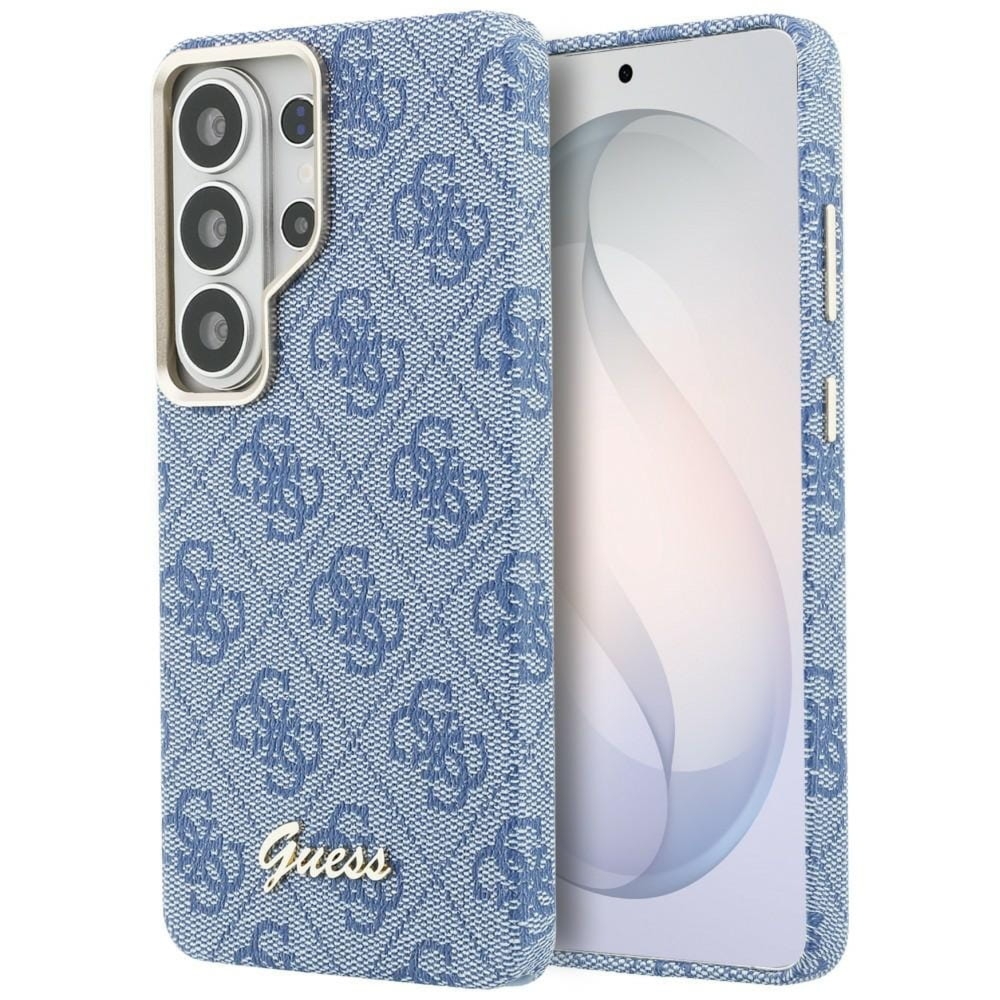 Etui Guess Saffiano Classic Logo MagSafe do Galaxy S26 Ultra, niebieskie Classic Logo Guess