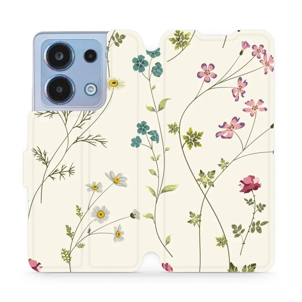 Etui z klapką do Xiaomi Redmi Note 13 4G, Mobiwear Book, polne kwiaty