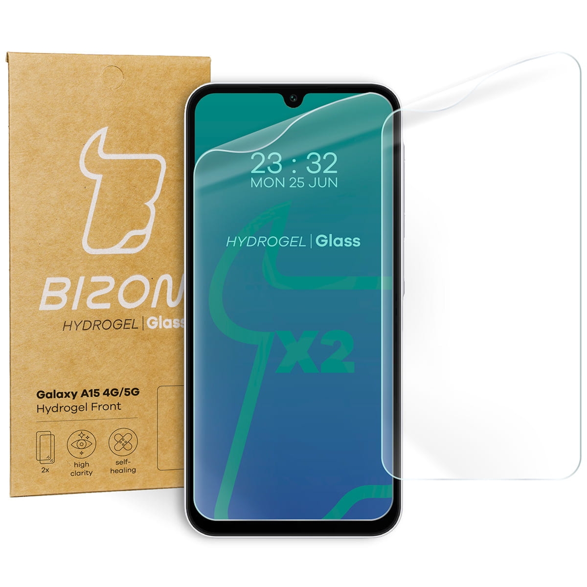 Folia hydrożelowa na ekran Bizon Film Hydrogel Front Duo do Galaxy A15 4G/5G, Galaxy A25 5G / M15 5G, 2 sztuki