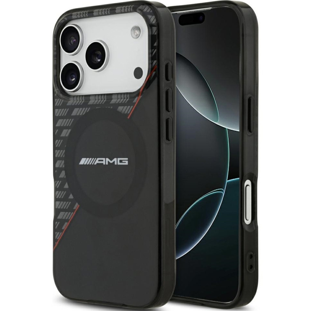 Etui Mercedes AMG IML Double Layer Rhombs do MagSafe do iPhone 18 Pro Max / 17 Pro Max, półprzezroczysto-czarne