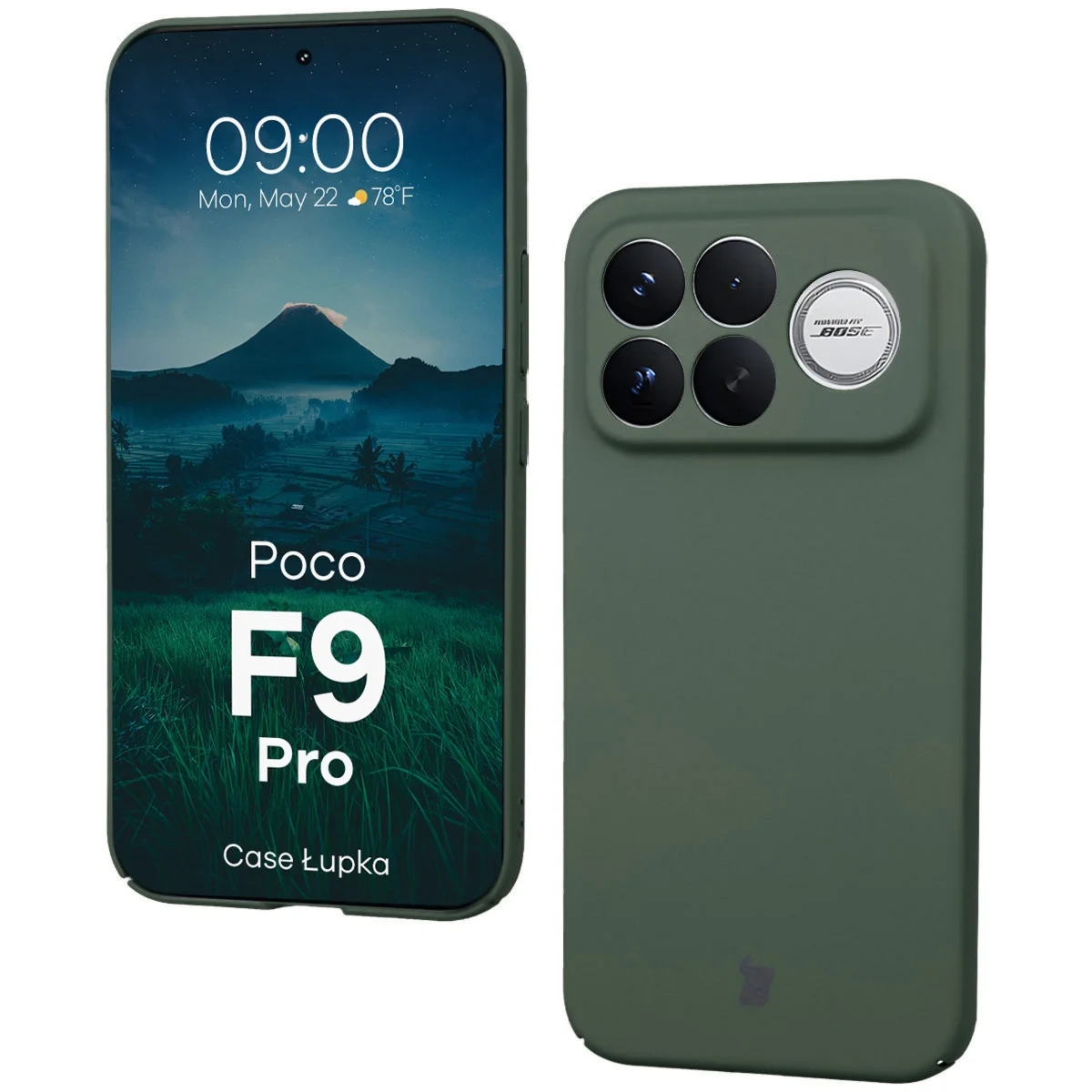 Etui Bizon Case Łupka do Xiaomi POCO F9 Pro, zielone