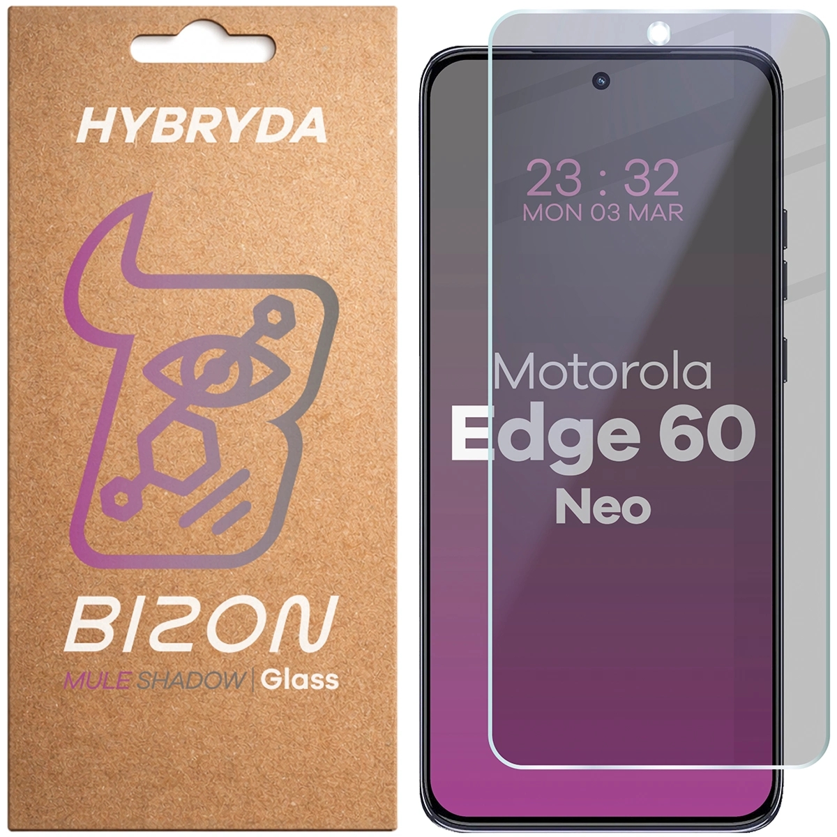 Prywatyzujące szkło hybrydowe Bizon Hybrid Shadow do Motorola Edge 60 Neo, matowe