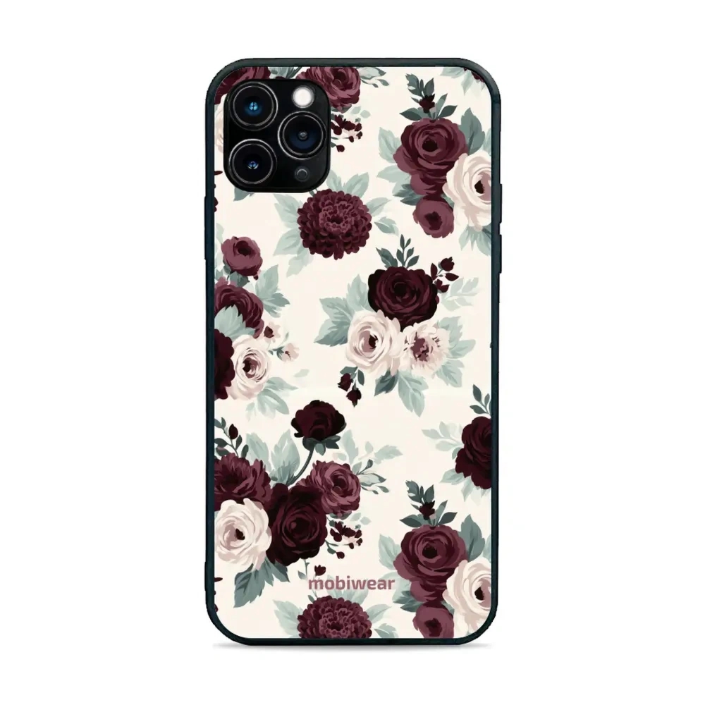 Etui ochronne do iPhone 11 Pro Max, Mobiwear Glossy Case, róże z szałwią na kremie