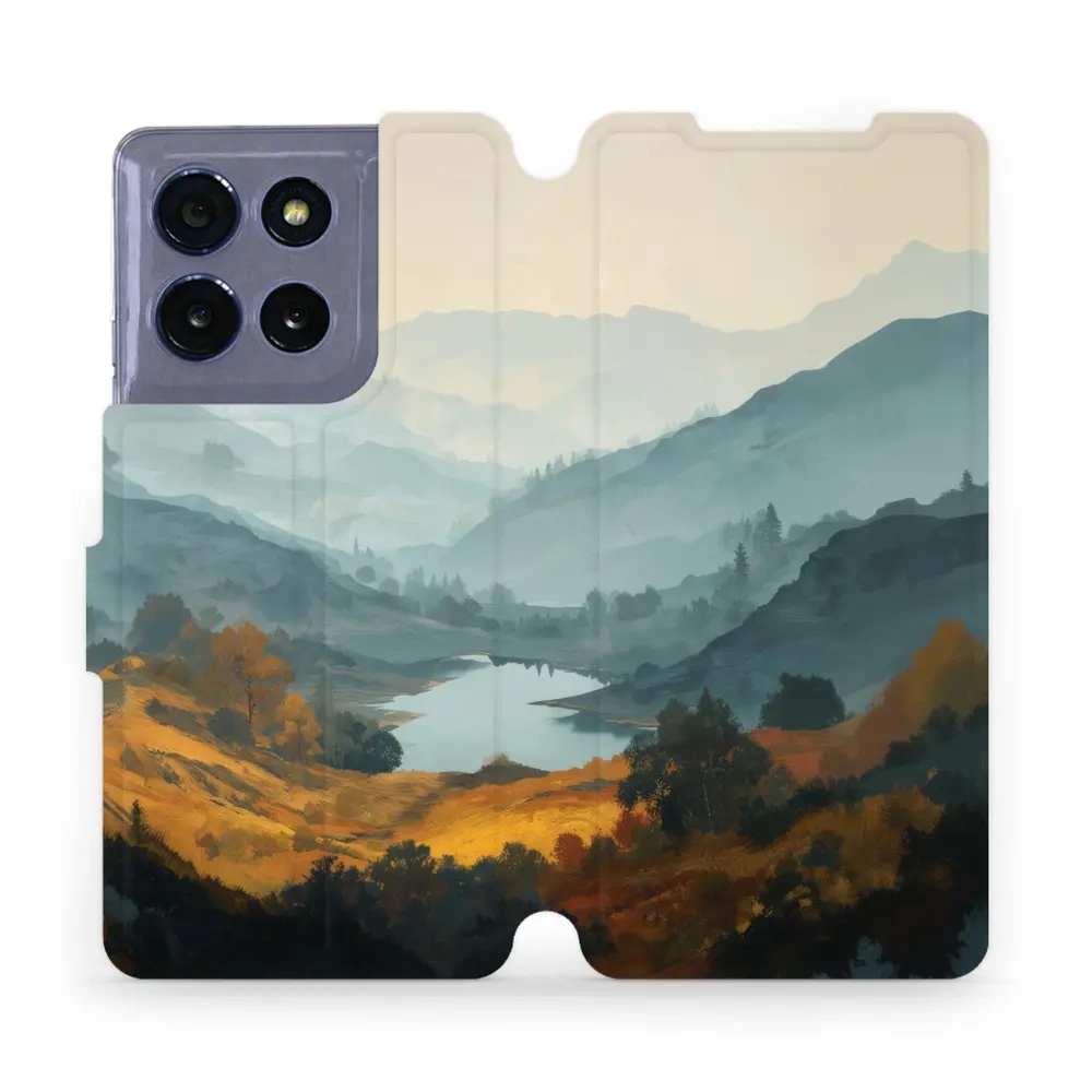 Etui z klapką do Motorola Moto G86 5G, Mobiwear Book, jezioro w dolinie