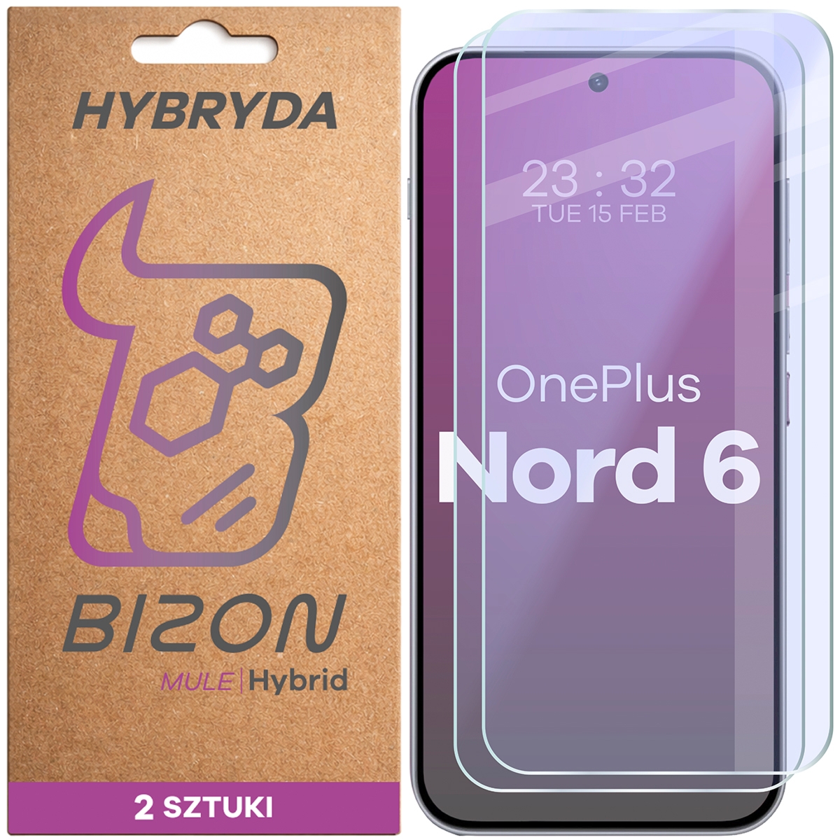 Elastyczne szkło hybrydowe Bizon Hybrid Mule Duo do OnePlus Nord 6, 2 sztuki
