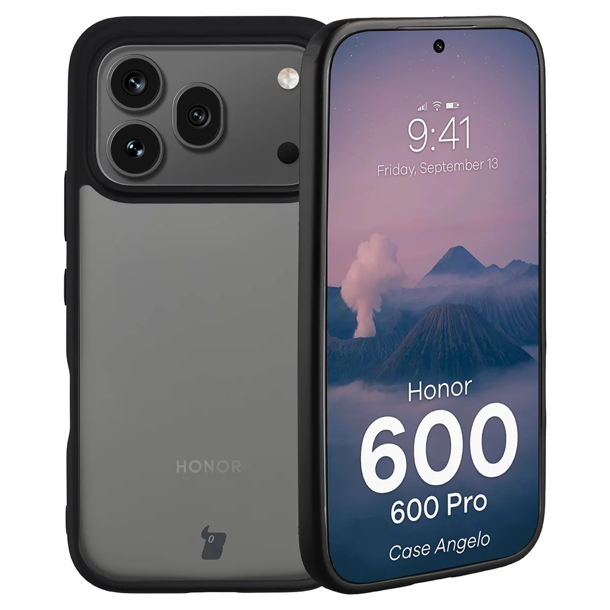 Etui Bizon Case Angelo do Honor 600 5G / 600 Pro 5G, przydymione z czarną ramką