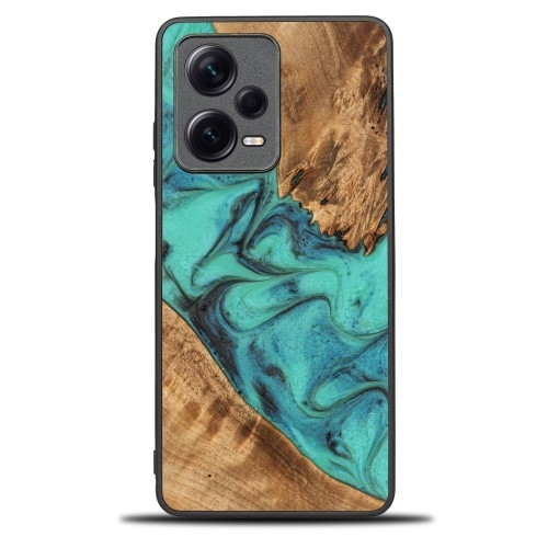 Image of Drewniane etui do Xiaomi Redmi Note 12 5G, Bewood Unique Turquoise