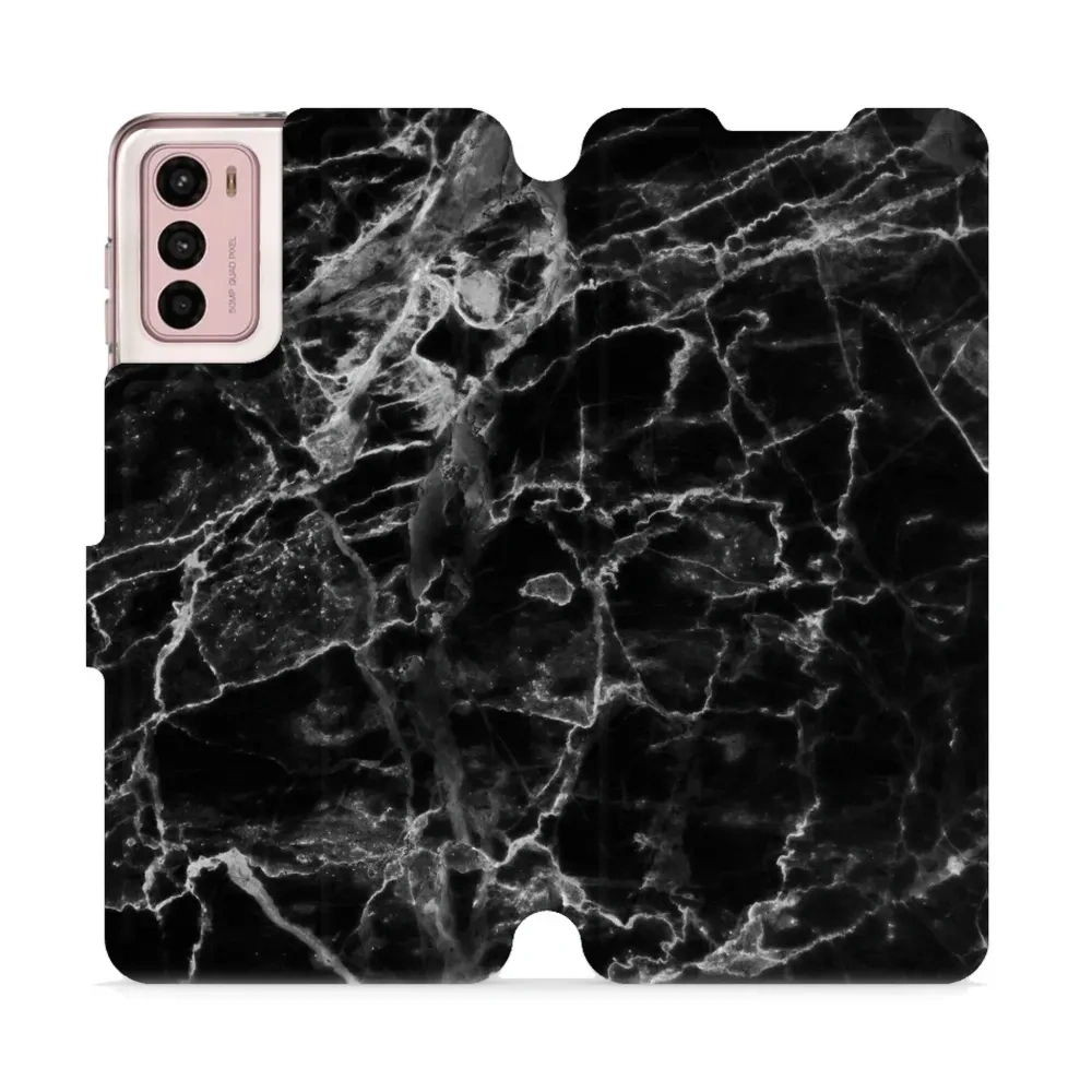 Etui z klapką do Motorola Moto G42, Mobiwear Book, czarny marmur