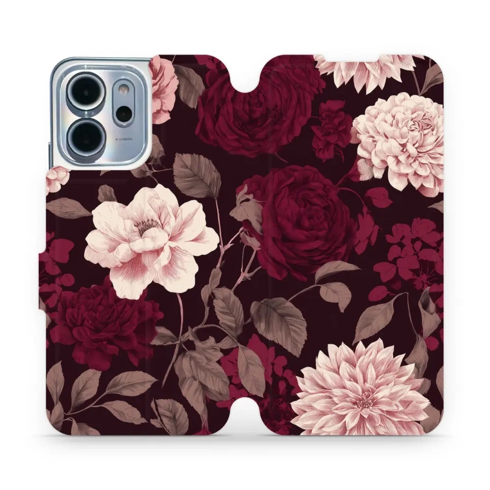 Etui z klapką do OPPO Reno14 F, Mobiwear Book, wino i dalie