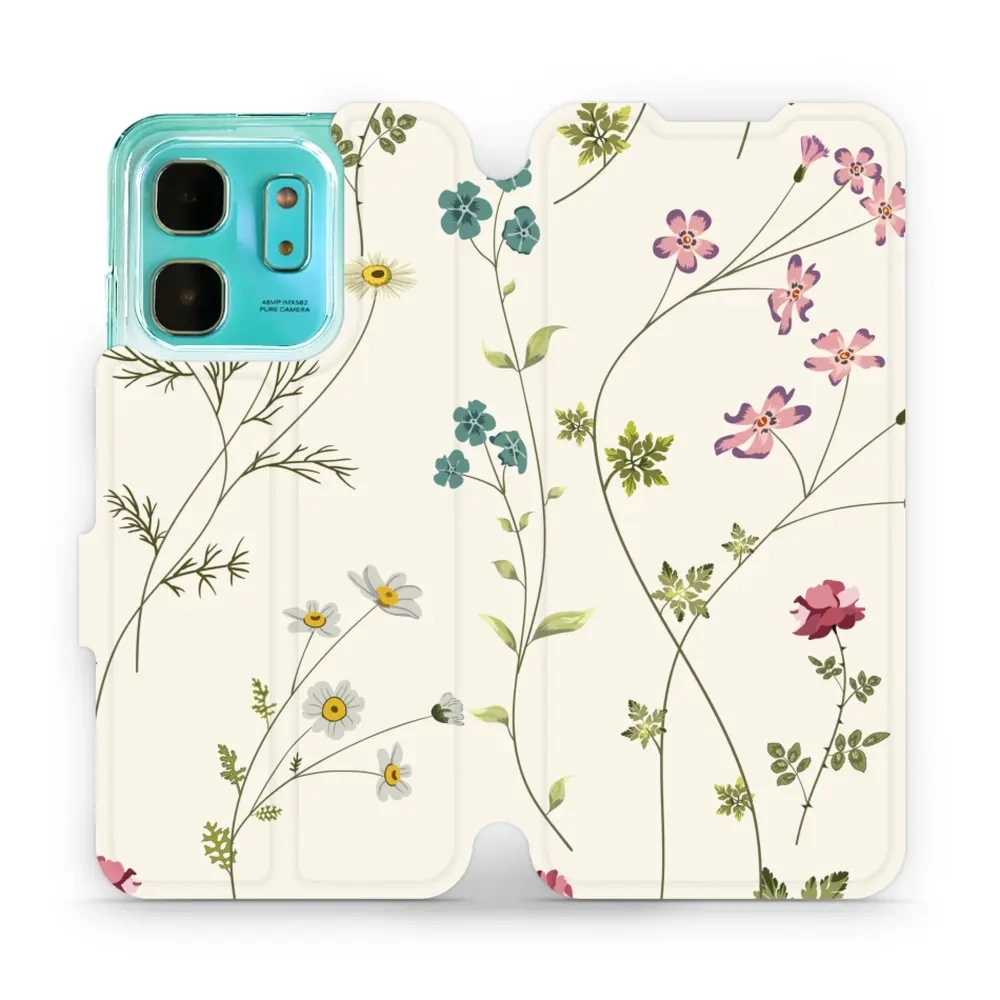 Etui z klapką do Infinix Hot 50i, Mobiwear Book, polne kwiaty