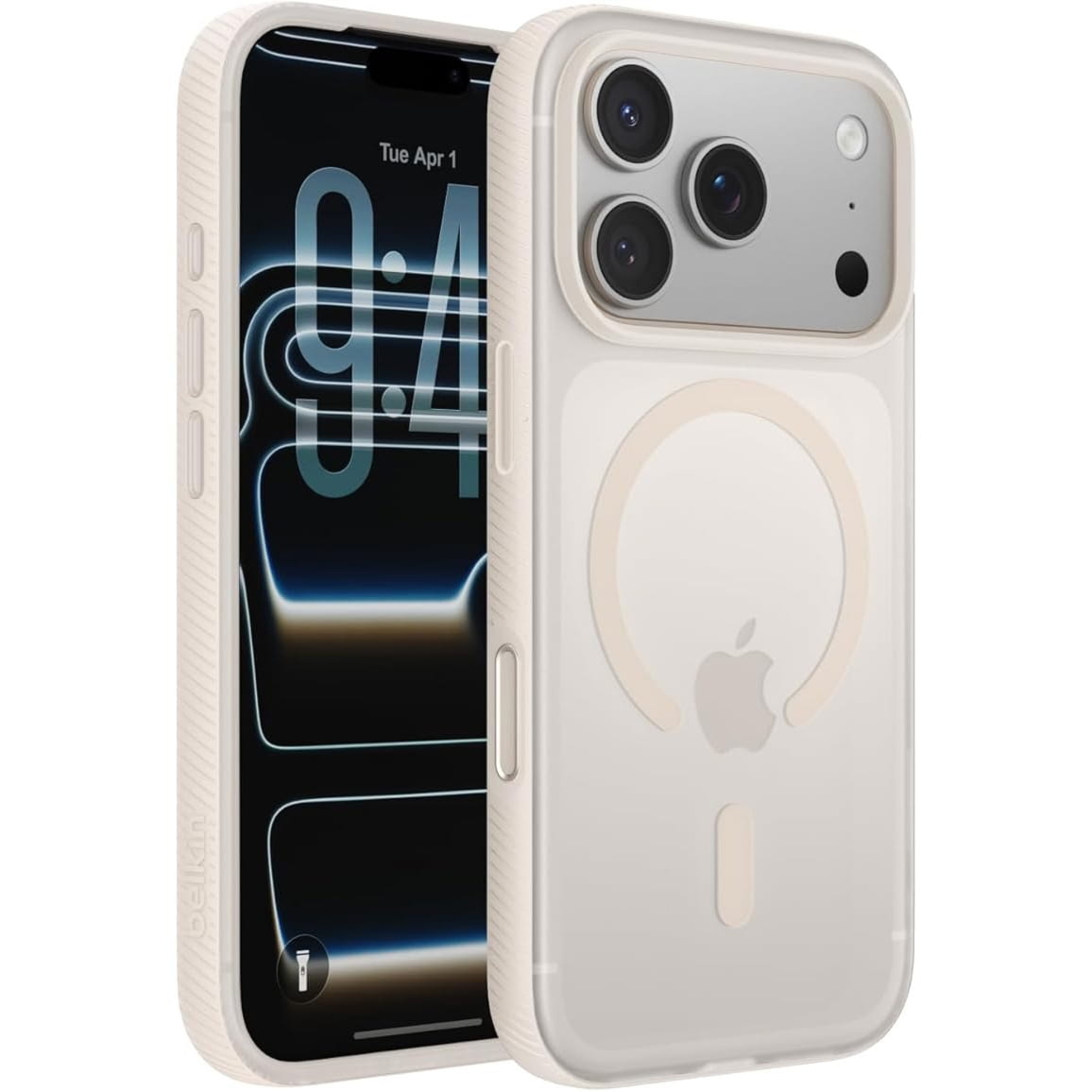 Etui Belkin SheerForce Grip (CC) do MagSafe do iPhone 17 Pro, beżowe