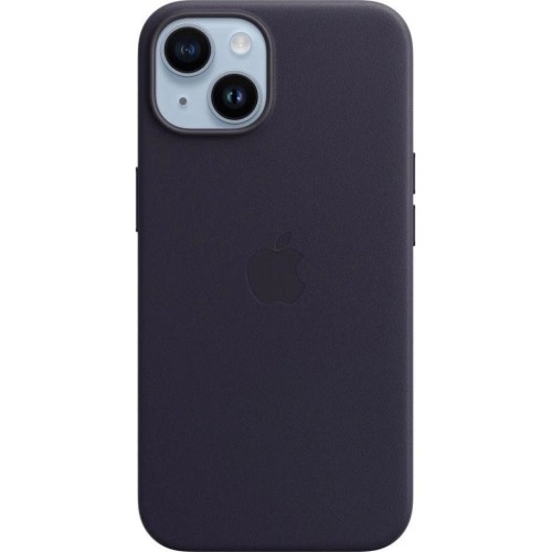 Image of Etui Apple Leather Case MagSafe do iPhone 14, granatowe