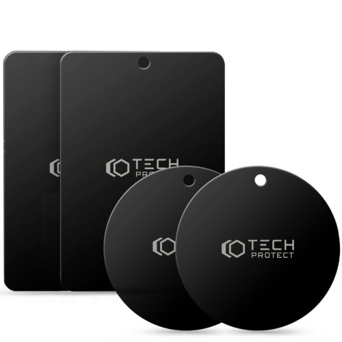 Image of blaszki do uchwytów tech protect metal plate magnetic car mount 4-pack, czarne