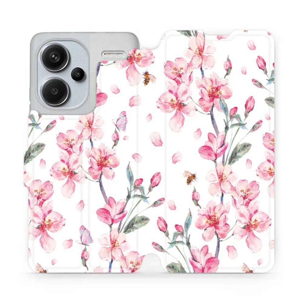Etui z klapką do Xiaomi Redmi Note 13 Pro Plus 5G, Mobiwear Book, różowa wiosna