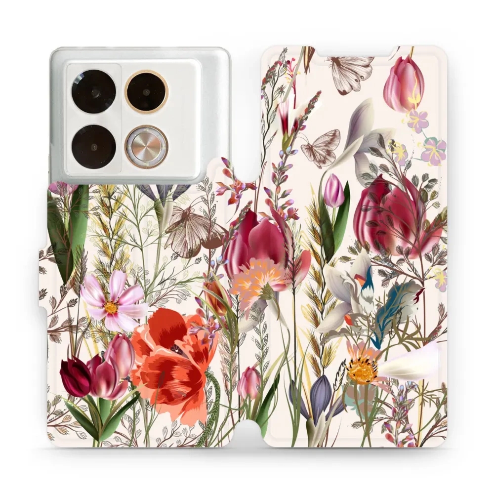 Etui z klapką do Infinix Note 40 Pro, Mobiwear Book, bukiet kwiatów