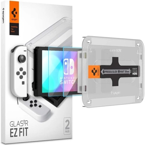 Image of Szkło do etui + Aplikator Spigen Glas.tr EZ Fit 2-Pack Nintendo Switch Oled