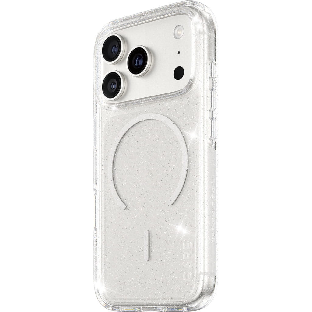 Etui CARE by PanzerGlass Flagship Star Lit Case do MagSafe do iPhone 17 Pro, przezroczyste z brokatem