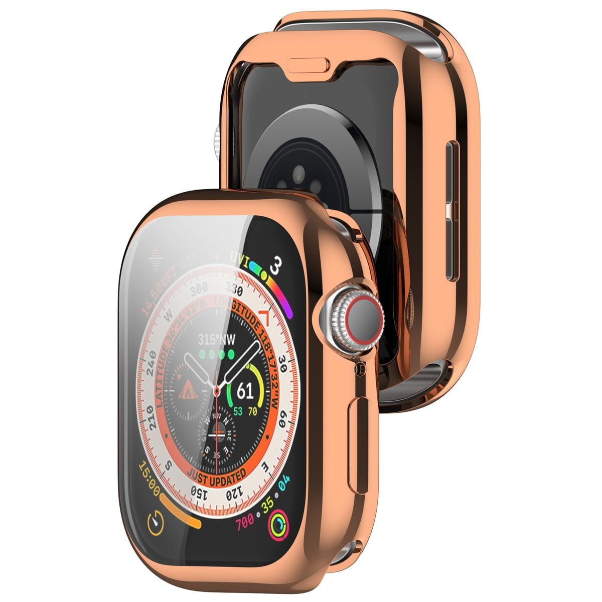Image of Etui z osłoną ekranu Bizon Case Watch Felipe do Apple Watch 10 (42mm), różowozłote