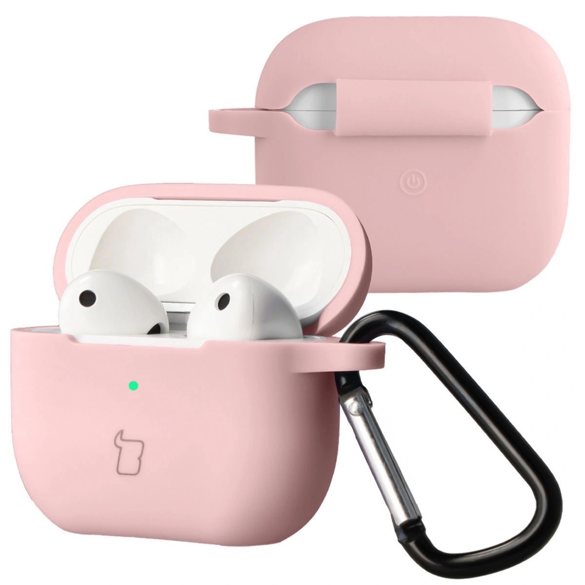 Silikonowe etui z karabińczykiem Bizon Case Headphone Silicone do Airpods 3, jasnoróżowe