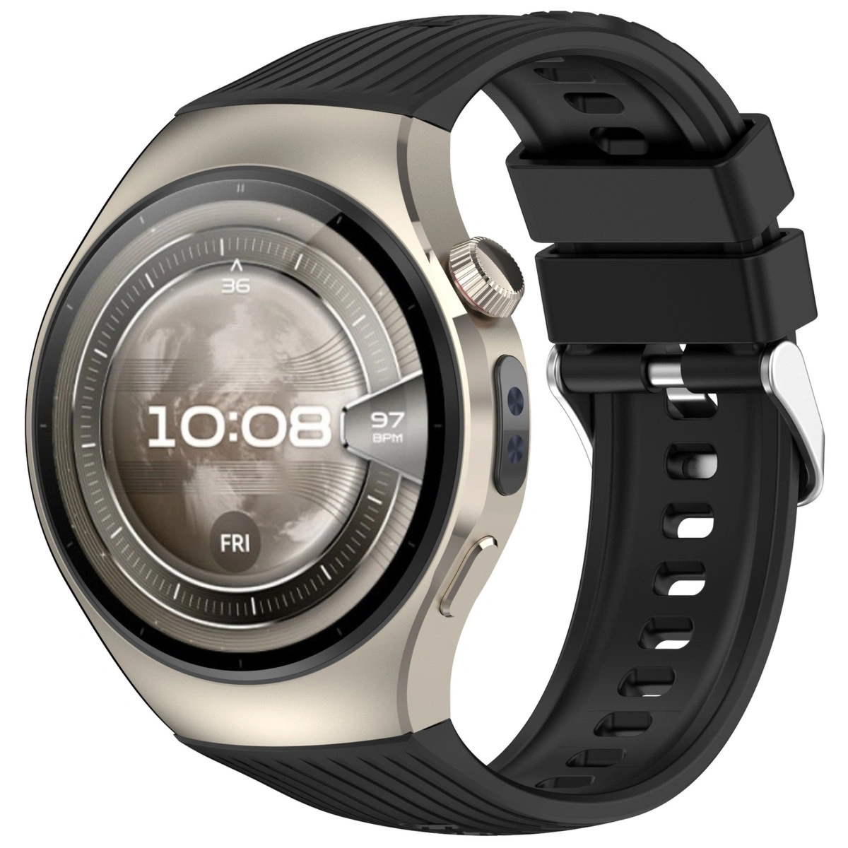 Silikonowy pasek Bizon Strap Watch Silicone T do Huawei Watch 5 42 mm, czarny