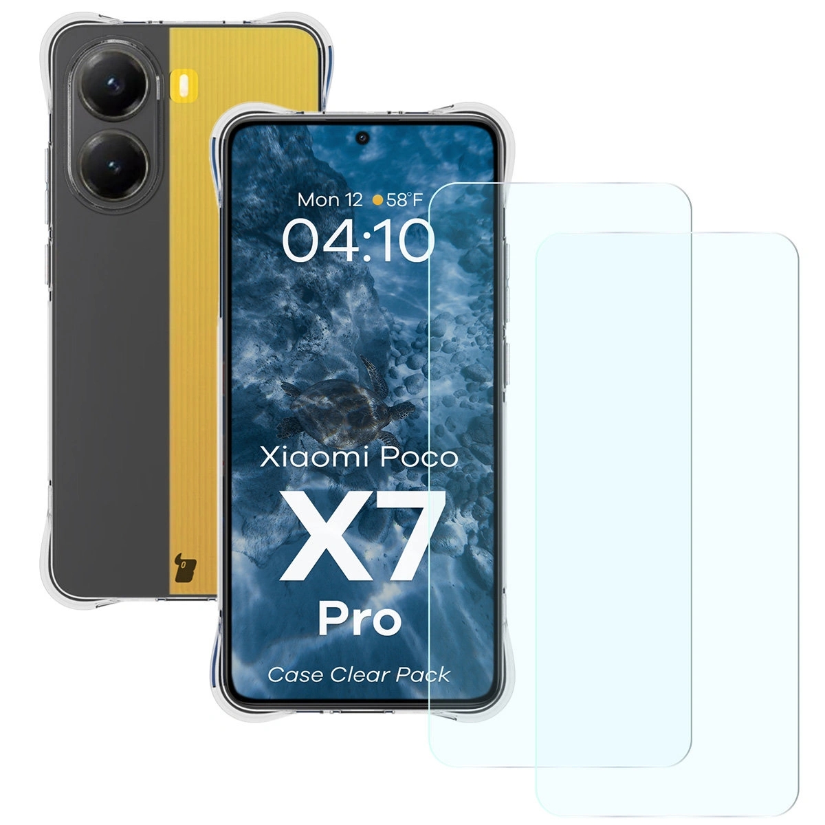 Image of Elastyczne etui + 2x szkło hartowane Bizon Case Clear Pack do Xiaomi POCO X7 Pro