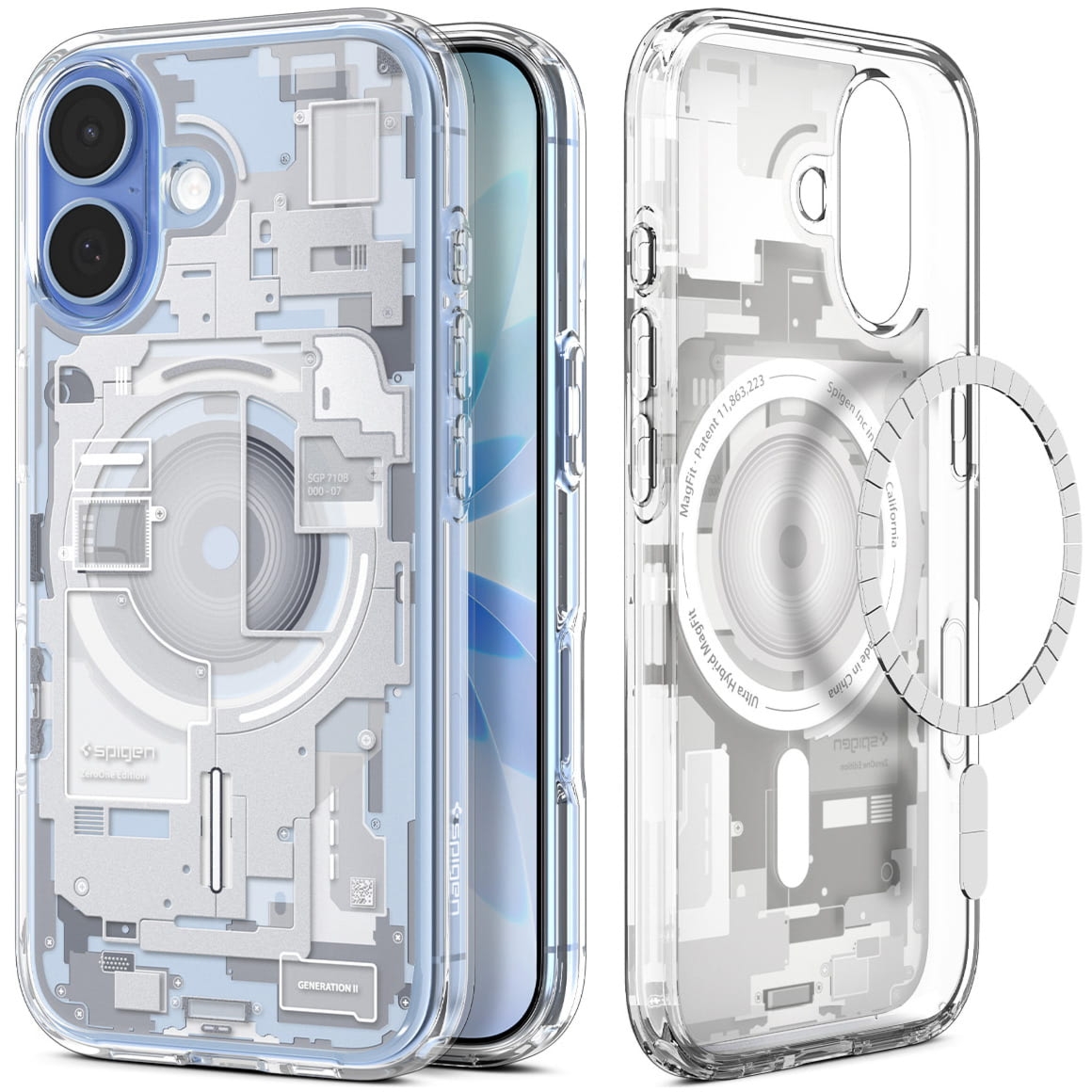 Etui Spigen Ultra Hybrid Mag do MagSafe do iPhone 17, biało-szare (Zero One)
