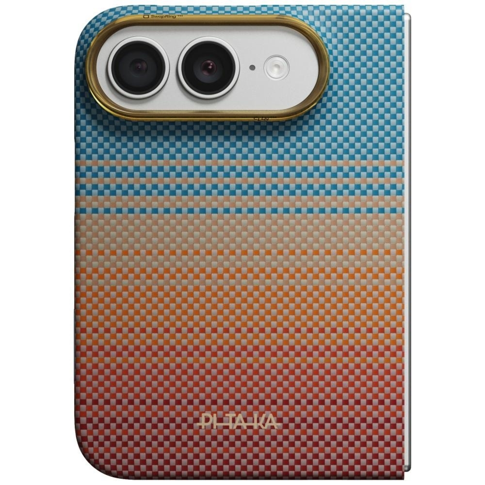 Etui aramidowe Pitaka Edge Ultra-Slim Case PitaTap do MagSafe, do iPhone Duo, pomarańczowo-niebieskie z kevlarem