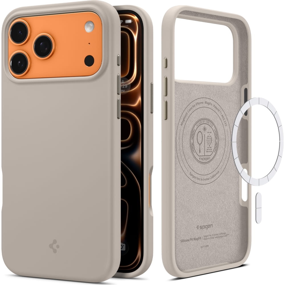 Etui Spigen Silicone Fit Mag do MagSafe do iPhone 17 Pro Max, beżowe
