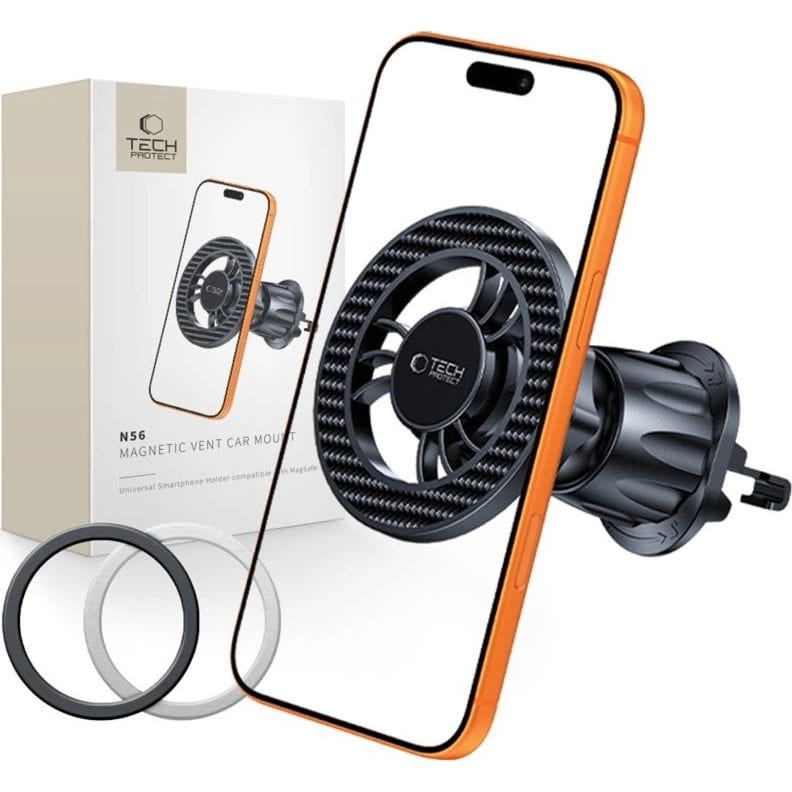 Uchwyt samochodowy Tech-Protect N56 Magnetic MagSafe Vent Car Mount do kratki nawiewu,  karbonowy czarny