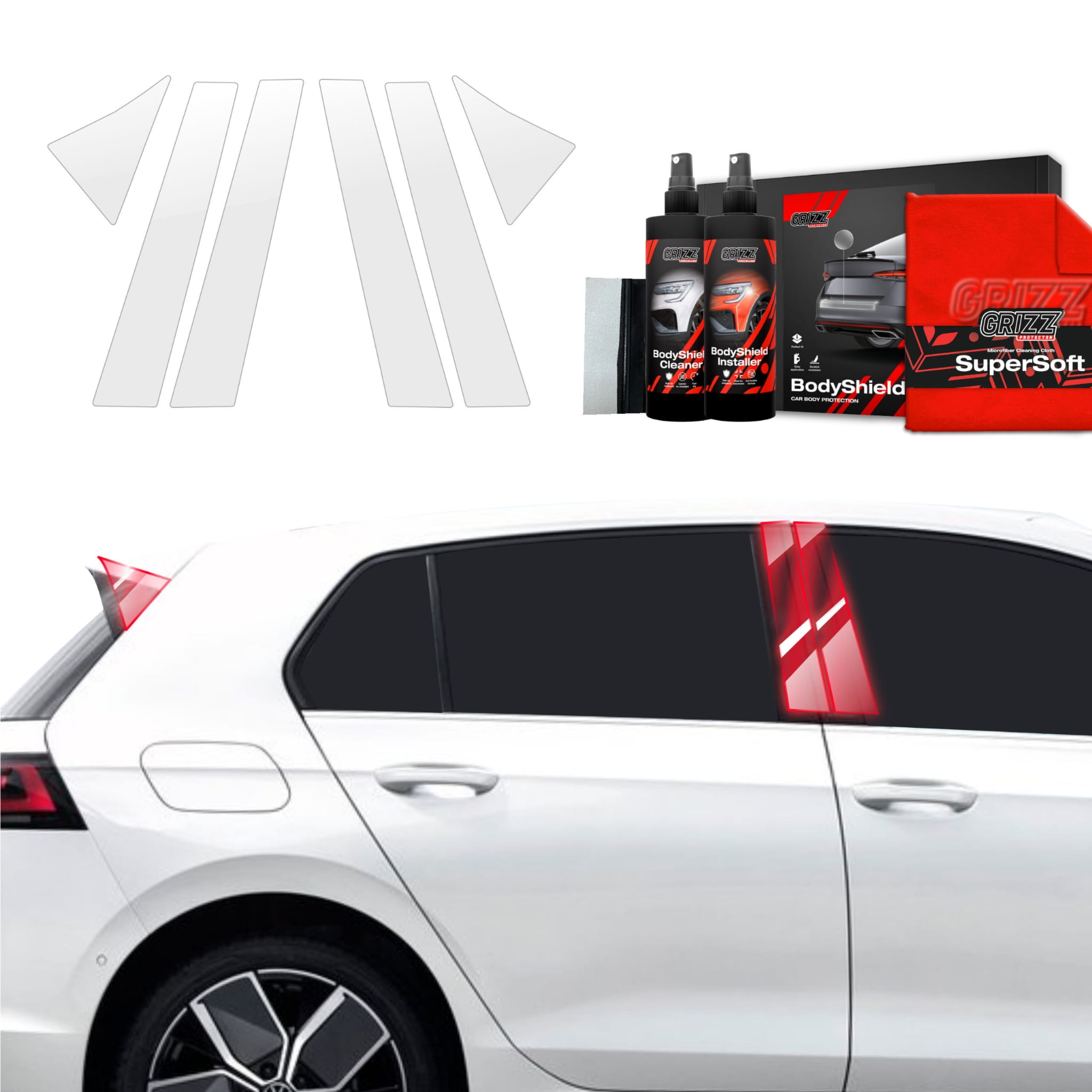 6w1 Folia ochronna Grizz Protector na słupki do Volkswagen VW Golf 8 Hatchback (2024-2026)